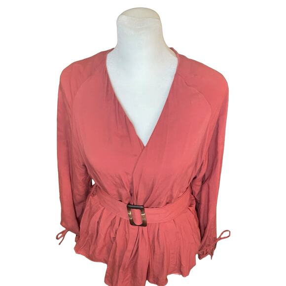 Revolve L'Academie Los Angeles Dezi Jacket Women's Small Wrap Top Blouse Rust - Picture 3 of 9